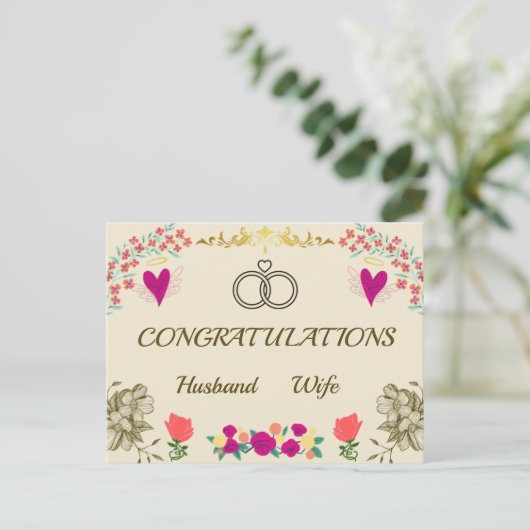 Gefeliciteerd met je bruiloft briefkaart (Staand voorkant)