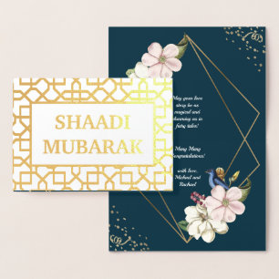 Gefeliciteerd met je bruiloft Shaadi Mubarak Gold Folie Kaarten