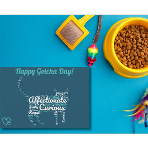 Gefeliciteerd met je Gotcha-dag huisdier kat kaart