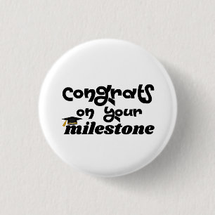 Gefeliciteerd met je mijlpaal afstuderen ronde button 3,2 cm
