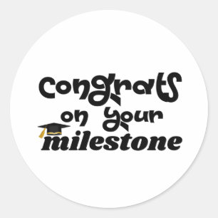 Gefeliciteerd met je mijlpaal afstuderen ronde sticker