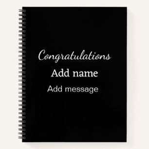 Gefeliciteerd met je naambericht eenvoudig afstude notitieboek