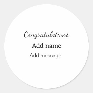Gefeliciteerd met je naambericht eenvoudig afstude ronde sticker
