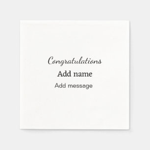 Gefeliciteerd met je naambericht eenvoudig afstude servet