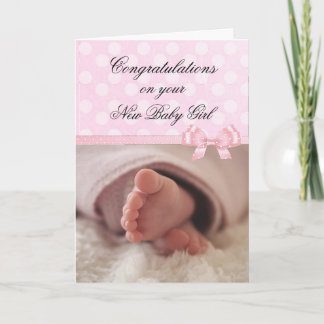 Gefeliciteerd met je nieuwe baby meisje roze Kaart