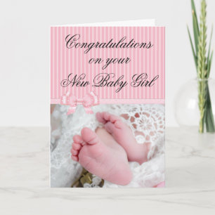 Gefeliciteerd met je nieuwe baby meisje roze Kaart