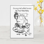 Gefeliciteerd met je nieuwe baby met kinderspeeltj kaart (Gele Bloem)