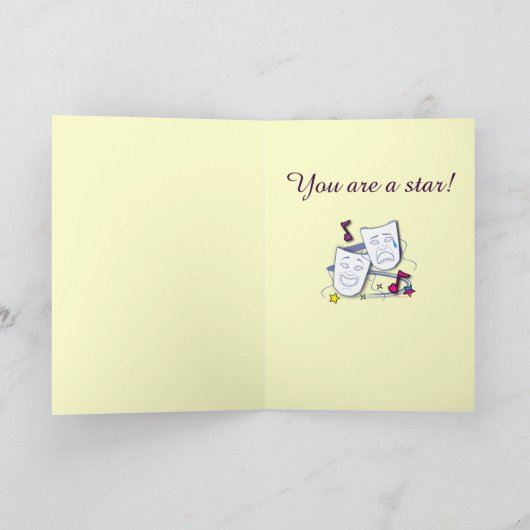 Gefeliciteerd met je optreden: Comedy en Tragedy M Kaart (Binnen)