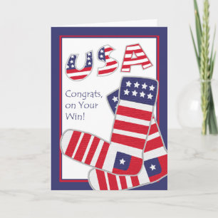 Gefeliciteerd met je overwinning, Patriotic Sock Kaart