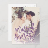 Gefeliciteerd met je Paarse foto Feestdagenkaart (Voorkant / Achterkant)