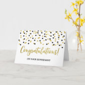 Gefeliciteerd met je pensioen Black Gold Confetti Kaart (Gele Bloem)