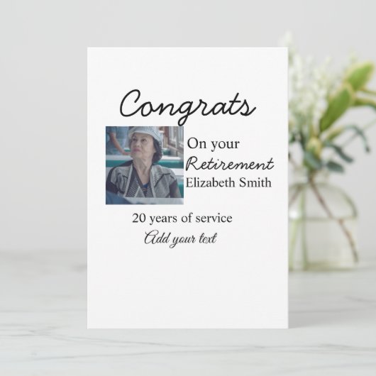 Gefeliciteerd met je pensioen voeg foto naam datum kaart (Staand voorkant)