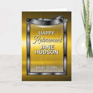 Gefeliciteerd met je pensioen zwart en goud aankondiging