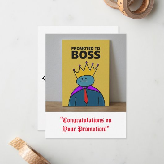 "Gefeliciteerd met je promotie!" Notitiekaartje (Voorkant / Achterkant in situ)