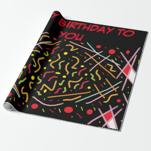 Gefeliciteerd met je rood zwart wit geel cadeaupapier