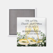 Gefeliciteerd met je trouwdag - witte rozen magneet (Voorkant / Achterkant)