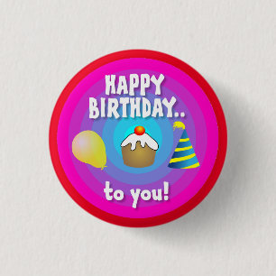 Gefeliciteerd met je verjaardag Circle Design-4755 Ronde Button 3,2 Cm