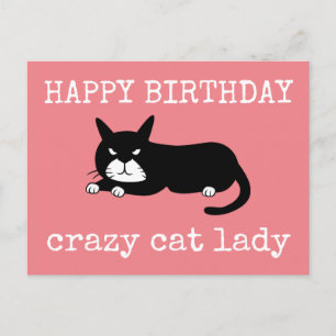 Gefeliciteerd met je verjaardag Crazy Cat Lady Briefkaart