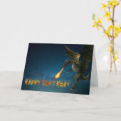Gefeliciteerd met je verjaardag, Dragon Fire Flame Kaart (Gele Bloem)