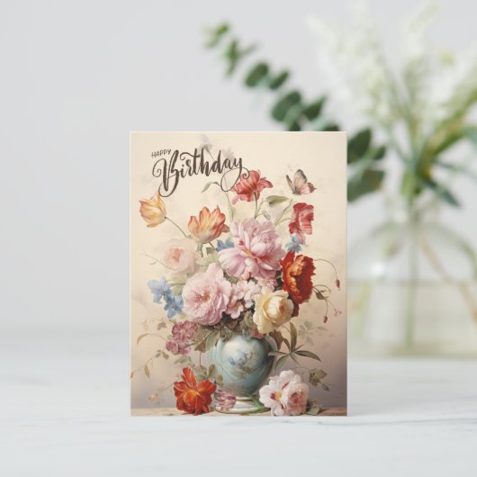 Gefeliciteerd met je verjaardag Elegante Victoriaa Briefkaart (Staand voorkant)