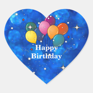 "Gefeliciteerd met je verjaardag," Feestballonnen Hart Sticker