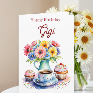 Gefeliciteerd met je verjaardag Gigi Bloemen en Kaart