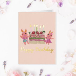 Gefeliciteerd met je verjaardag Lieve Roze Konijne Folie Wenskaart
