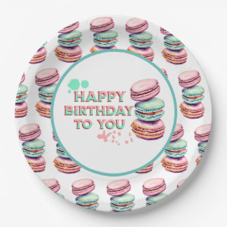 Gefeliciteerd met je verjaardag | Macaron Papieren Bordje