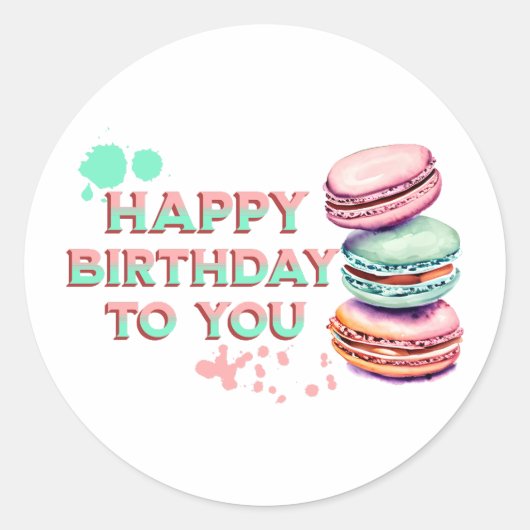 Gefeliciteerd met je verjaardag | Macaron Ronde Sticker (Voorkant)