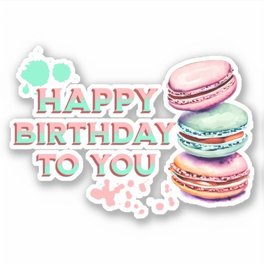 Gefeliciteerd met je verjaardag | Macaron Sticker (Voorkant)