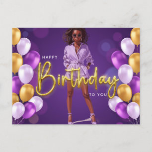 Gefeliciteerd met je verjaardag Melanin Zus Zwarte Feestdagenkaart