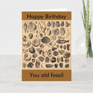 Gefeliciteerd met je verjaardag, oude fossiel kaart