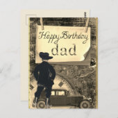 Gefeliciteerd met je verjaardag, papa Auto Cowboy Briefkaart (Voorkant / Achterkant)