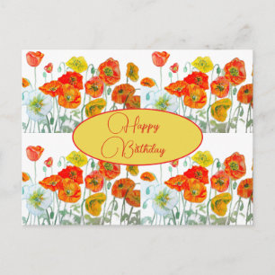 Gefeliciteerd met je verjaardag Poppy bloem rood g Briefkaart