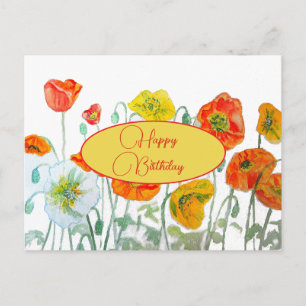 Gefeliciteerd met je verjaardag Poppy bloem rood g Briefkaart