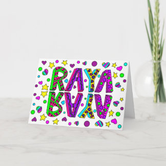 Gefeliciteerd met je verjaardag, Raya, naar een mo Kaart
