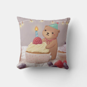 Gefeliciteerd met je verjaardag: Teddy Bear & Cupc Kussen