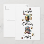 GEFELICITEERD MET JE VERJAARDAG Uilen en Bijen |   Briefkaart (Voorkant / Achterkant)