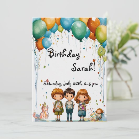 Gefeliciteerd met je verjaardag, uitnodiging (Staand voorkant)