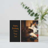 Gefeliciteerd met je verjaardag van je kat kerstka briefkaart (Staand voorkant)