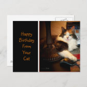 Gefeliciteerd met je verjaardag van je kat kerstka briefkaart (Voorkant / Achterkant)