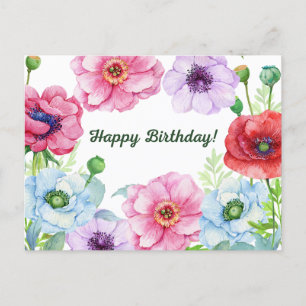 Gefeliciteerd met je verjaardag Watercolor Klaproz Briefkaart