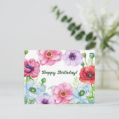 Gefeliciteerd met je verjaardag Waterverf Poppy Bl Briefkaart (Staand voorkant)