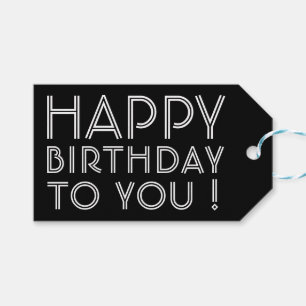 "Gefeliciteerd met je verjaardag!" Zwart & Wit Cadeaulabel