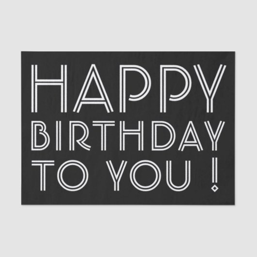 "Gefeliciteerd met je verjaardag!" Zwart & Wit Tissuepapier (Voorkant)