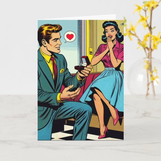 Gefeliciteerd met je Verloving | Retro Kaart (Gele Bloem)