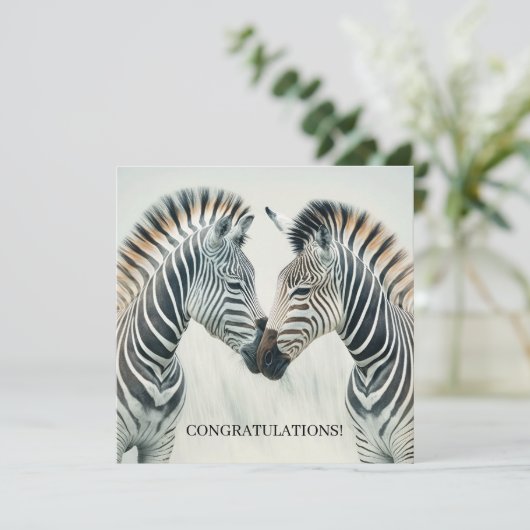 Gefeliciteerd met je Verloving Zebra Kaart (Staand voorkant)