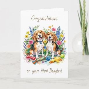 Gefeliciteerd met jullie nieuwe Beagles Twee hon Kaart