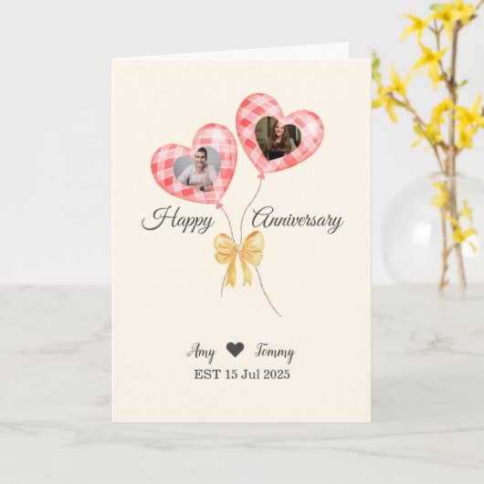 Gefeliciteerd met jullie trouwdag - Hartvormige fo Kaart (Gele Bloem)