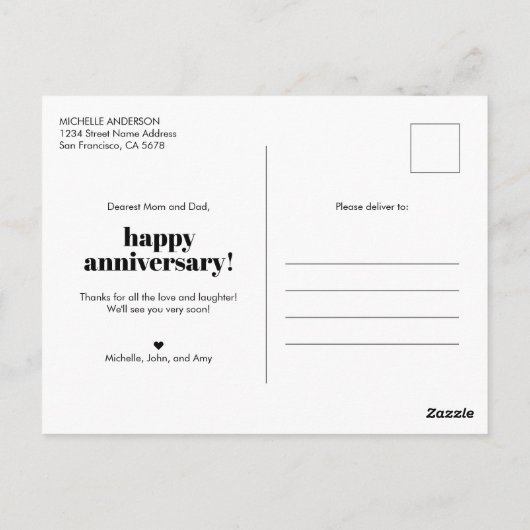 Gefeliciteerd met jullie trouwdag voor ouders met briefkaart (Achterkant)